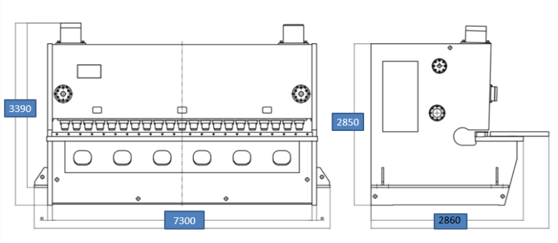 Layout máy xén tôn thủy lực