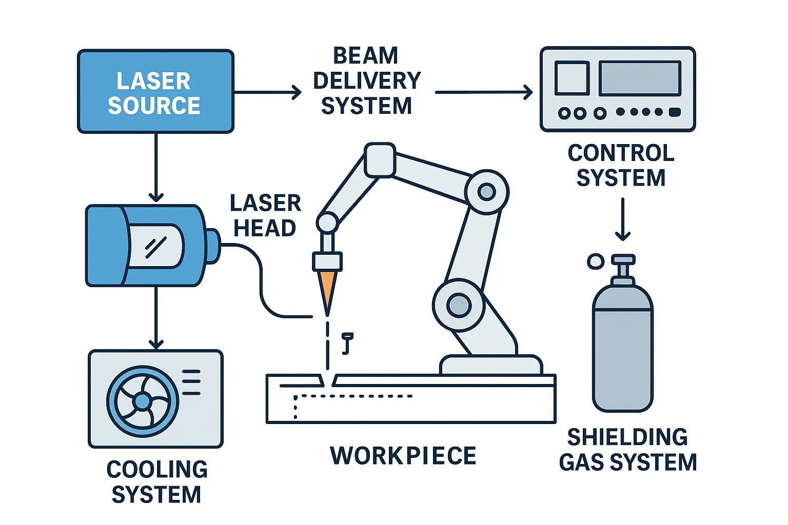 Hình ảnh minh họa cấu tạo máy hàn sắt laser Hình ảnh minh họa cấu tạo máy hàn sắt laser