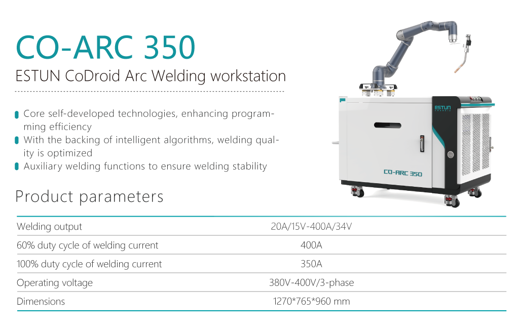 Cobot Estun CO-ARC 350 nâng cao năng suất hàn tự động ổn định trong sản xuất 埃斯顿 CO‑ARC 350 协作机器人提升焊接自动化生产稳定性与生产效率。