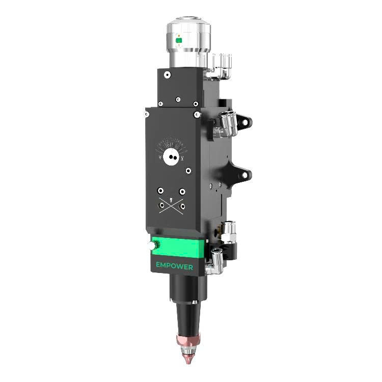 Đầu hàn laser robot tích hợp thấu kính hội tụ mật độ năng lượng cao, giúp tạo bể hàn ngấu sâu, hạn chế tối đa hiện tượng bắn tóe và biến dạng nhiệt vật liệu