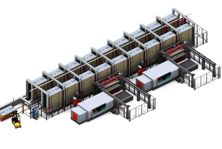 Trung tâm kho lưu trữ và gia công tự động Bystronic 10kW quy mô lớn