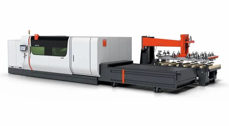 Hệ thống cấp phôi tự động ByTrans Extended với cánh tay hút chân không, rút ngắn thời gian nạp liệu xuống dưới 15 giây.